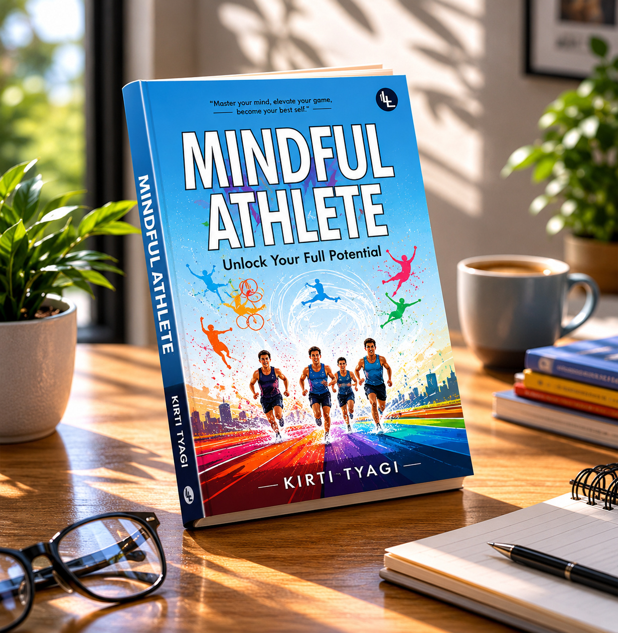 Mindful Athlete by Kirti Tyagi — book cover standing on desk